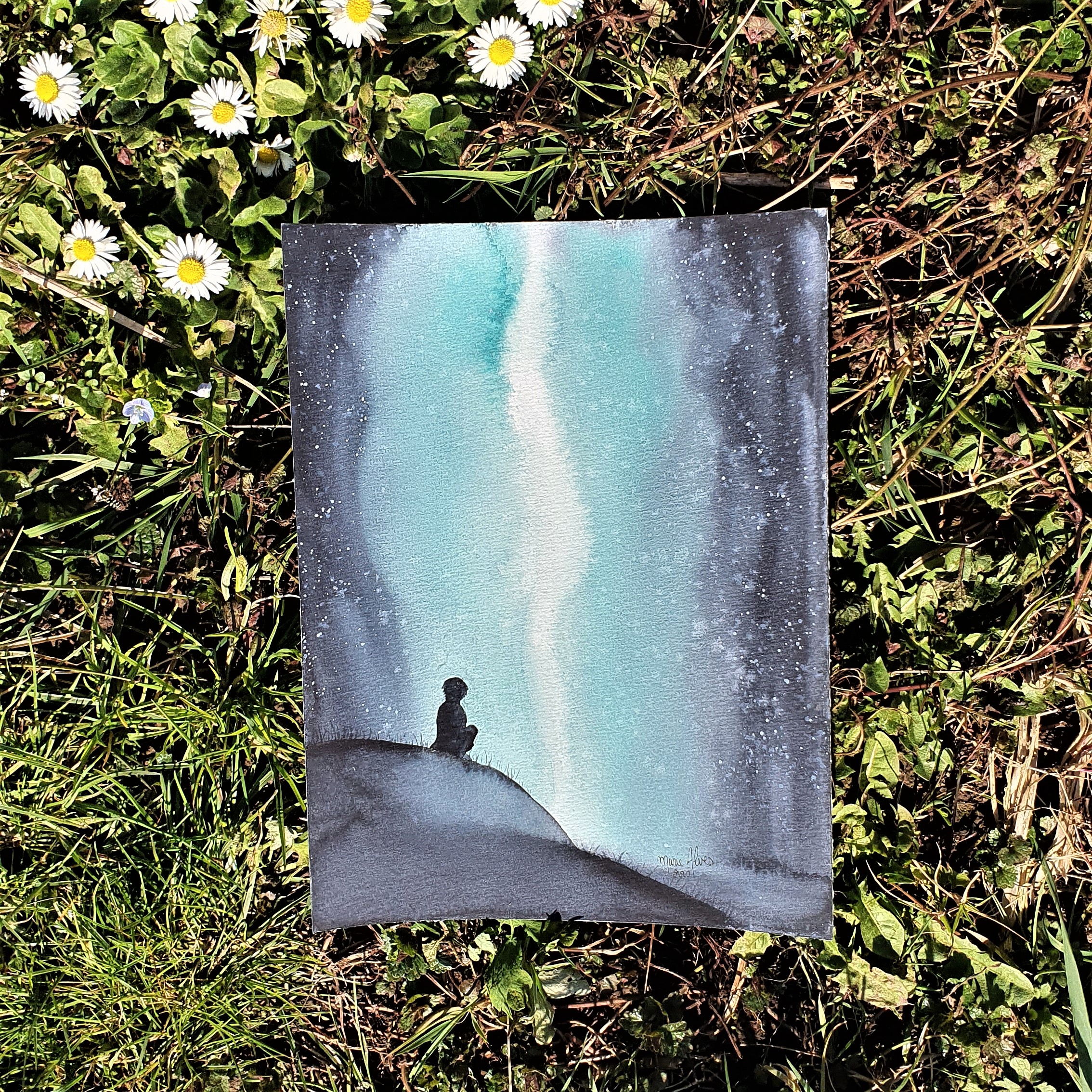 aquarelle originale galaxie de vous a moi challenge