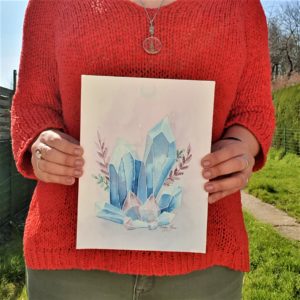 aquarelle originale cristaux challenge de vous à moi 2020