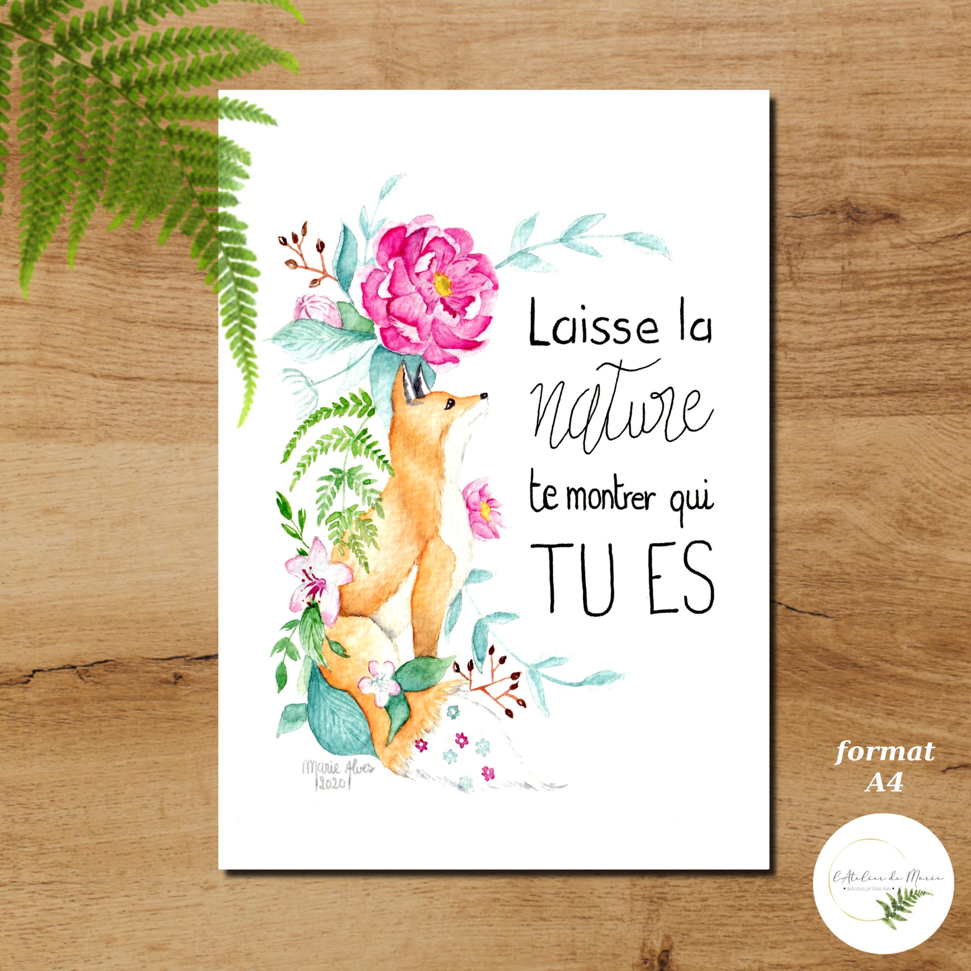 illustration laisse la nature renard édition positive A4