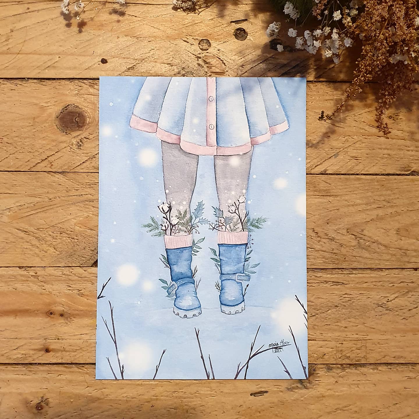 illustration aquarelle merveille d'hiver photo