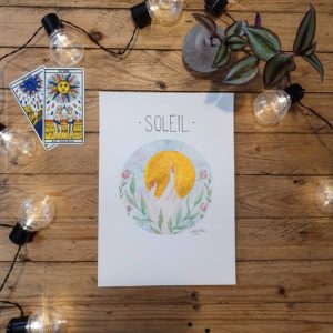 affiche aquarelle soleil les inséparables or