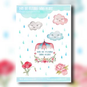planche de stickers pensée positive Pas de fleurs sans pluie