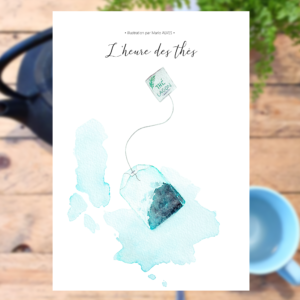 aquarelle print l'heure des thés lagon affiche