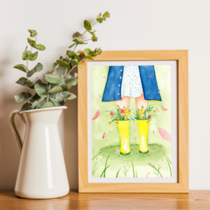 illustration aquarelle mockup affiche encadrée