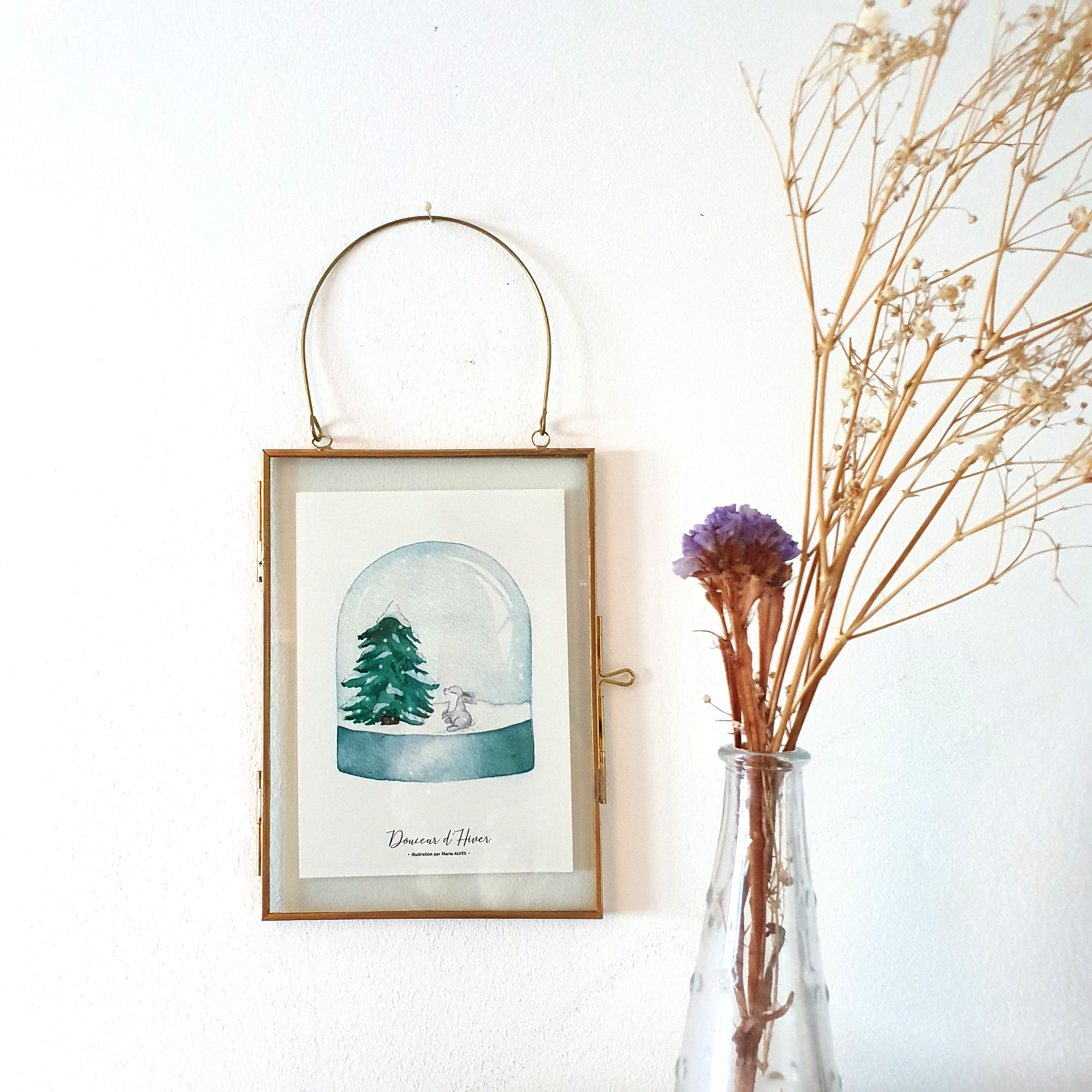 illustration aquarelle lapin hivernal - édition douceur d'hiver