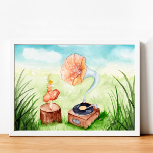 Musique et danseuse impression aquarelle challenge de vous à moi 2021