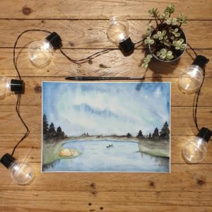 Challenge de vous à Moi 2021 - Aurore boréale aquarelle originale