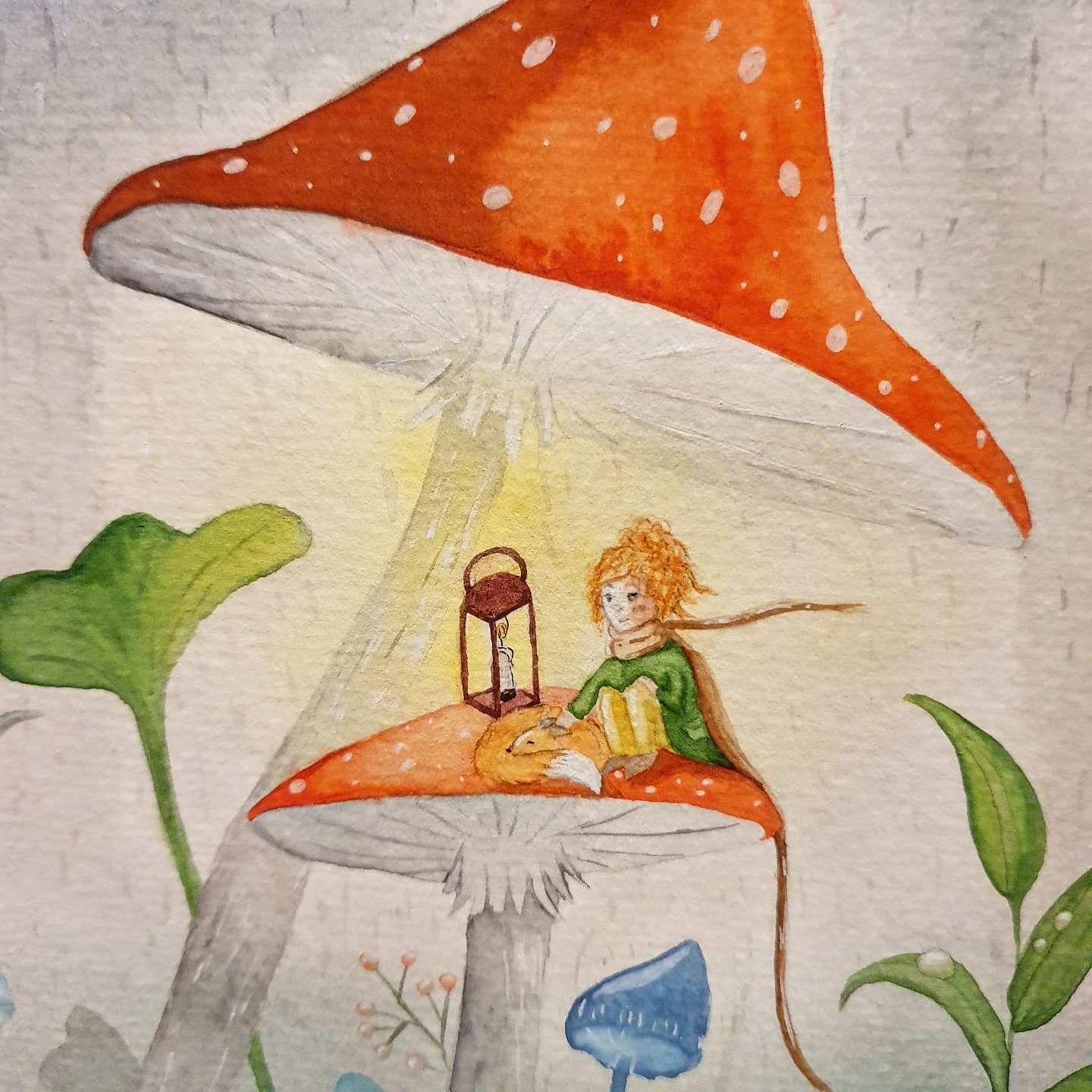 Challenge de vous à Moi 2021 - Pluie d'Automne aquarelle originale détail personnages