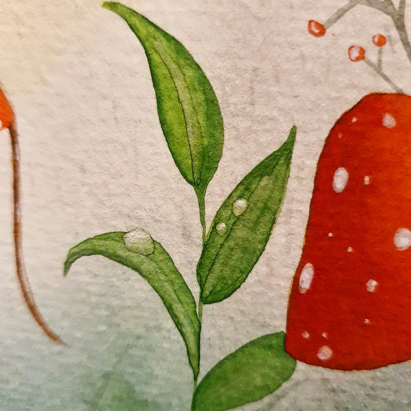 Challenge de vous à Moi 2021 - Pluie d'Automne aquarelle originale détail gouttes d'eau