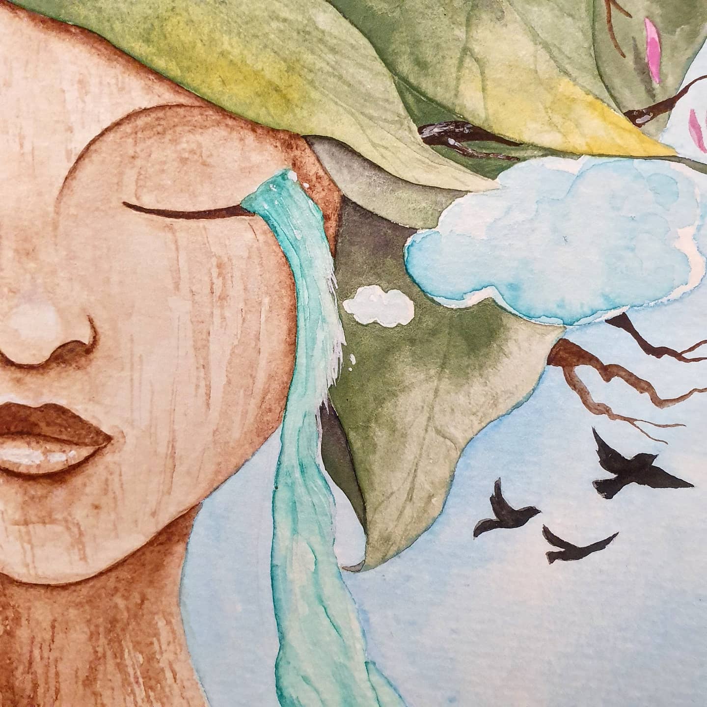Challenge de vous à Moi 2021 - Mère nature aquarelle originale eau