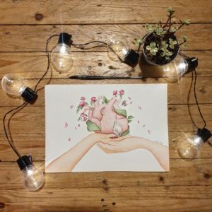 Challenge de vous à Moi 2021 - amour inconditionnel aquarelle originale