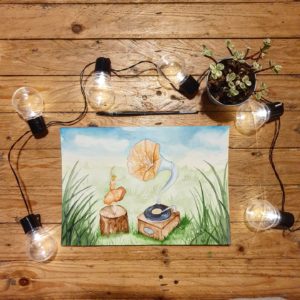 Challenge de vous à Moi 2021 - Musique et danseuse aquarelle originale