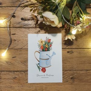 illustrations carte postale printemps arrosoir