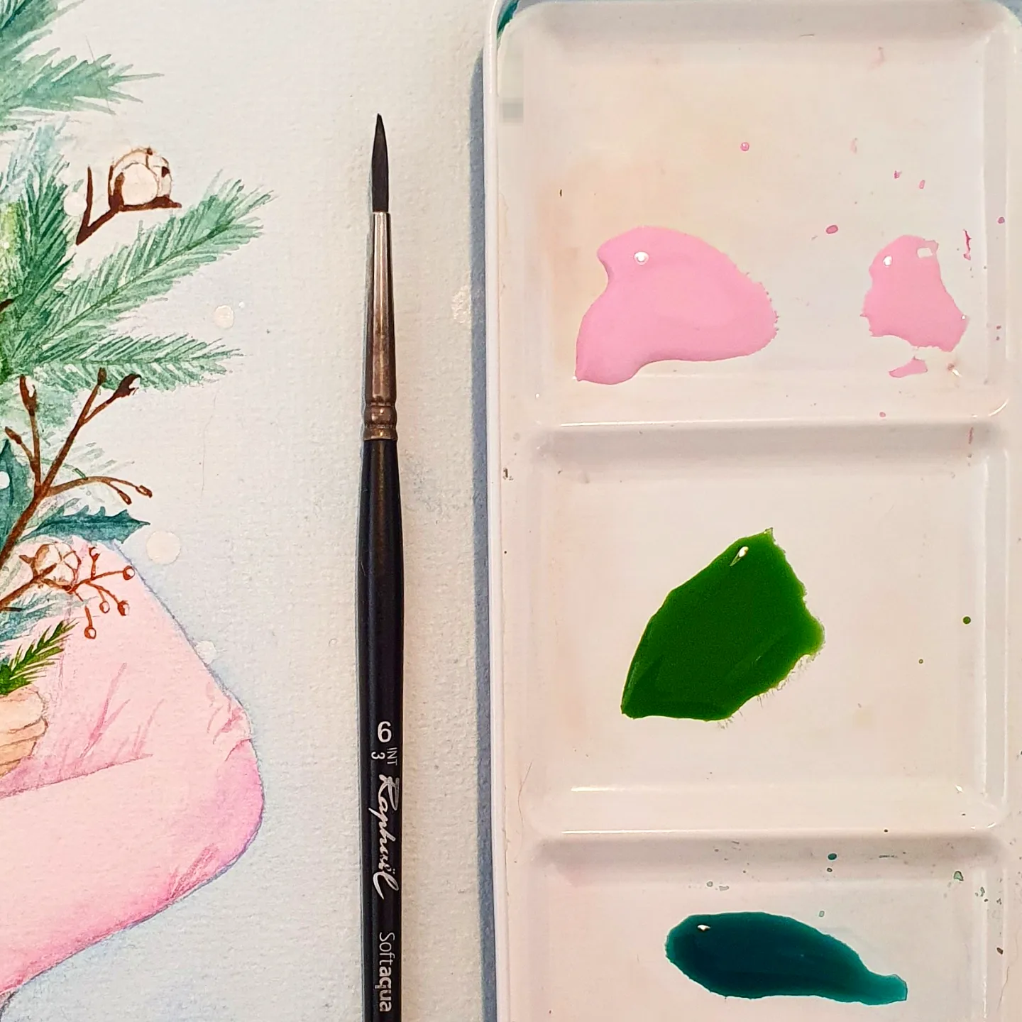 illustration merveille saisonnière - hiver aquarelle godet