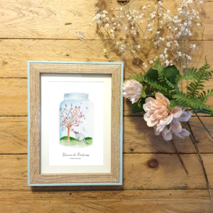 illustration douceur de printemps raton laveur mockup