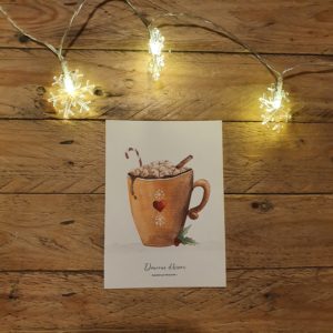 illustration douceur d'hiver carte postale boisson chaude