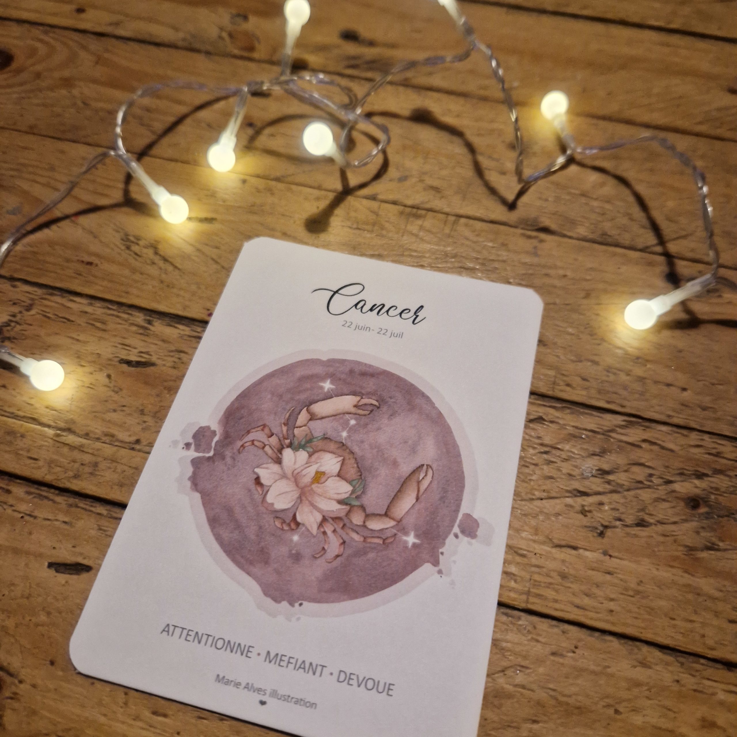 carte signe du zodiaque aquarelle illustration avec caractère pour le cancer