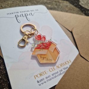 porte clé aquarelle illustré pour papa avec carte