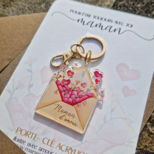 porte clé aquarelle illustré pour maman avec carte