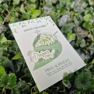 pin's illustré acrylique aquarelle fougère et bonjour vous