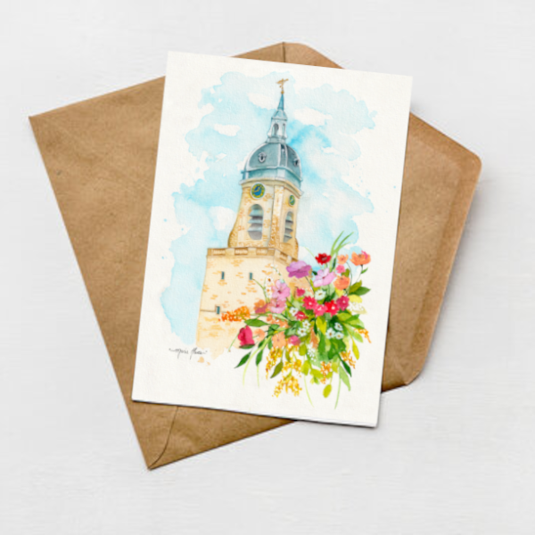 lieu amiénois beffroi d'Amiens en aquarelle