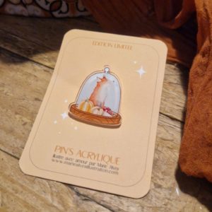 pin's renard d'automne sous cloche présentation