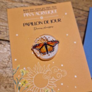 pins acrylique papillon de jour illustré