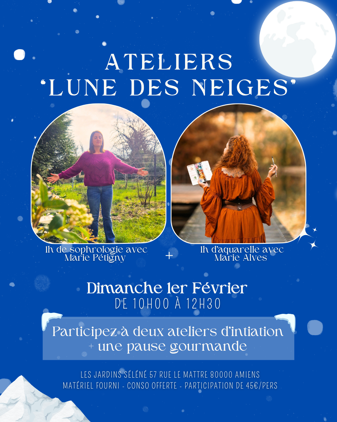 Ateliers collaboratifs créatifs sophrologie aquarelle pleine lune